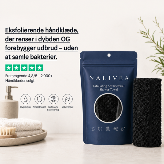 Eksfolierende antibakterielt badehåndklæde