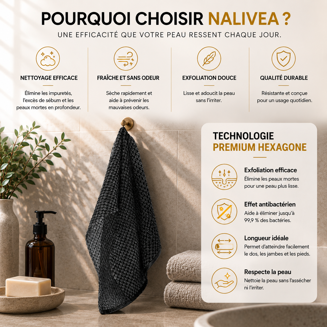 Nalivea Serviette exfoliante antibactérienne